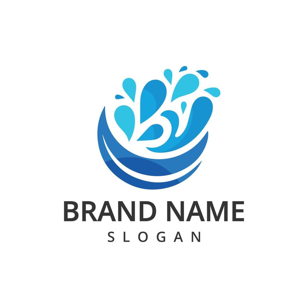 Water logo design with splash illustration vector