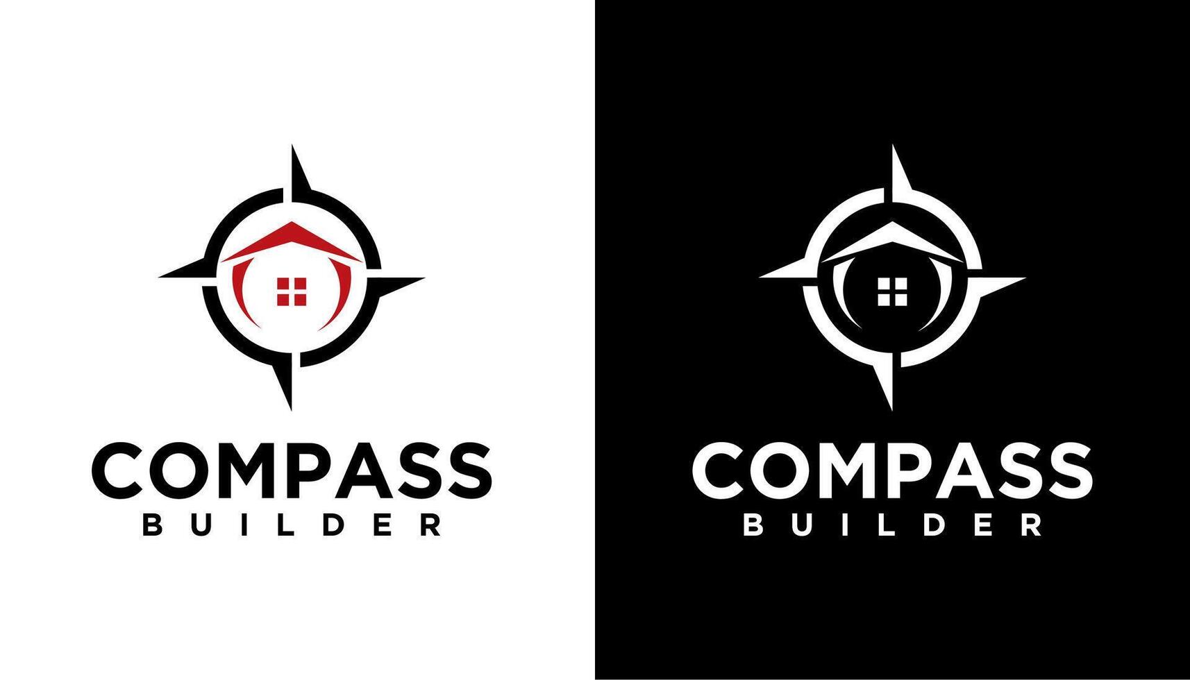 compass building construction icon logo illustration vector