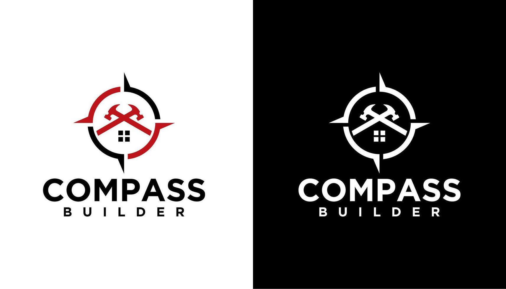 compass building with hammer logo construction illustration vector