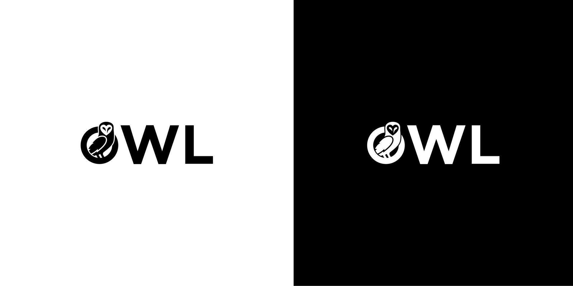 owl in letter O logo design icon animal illustration silhouette template vector