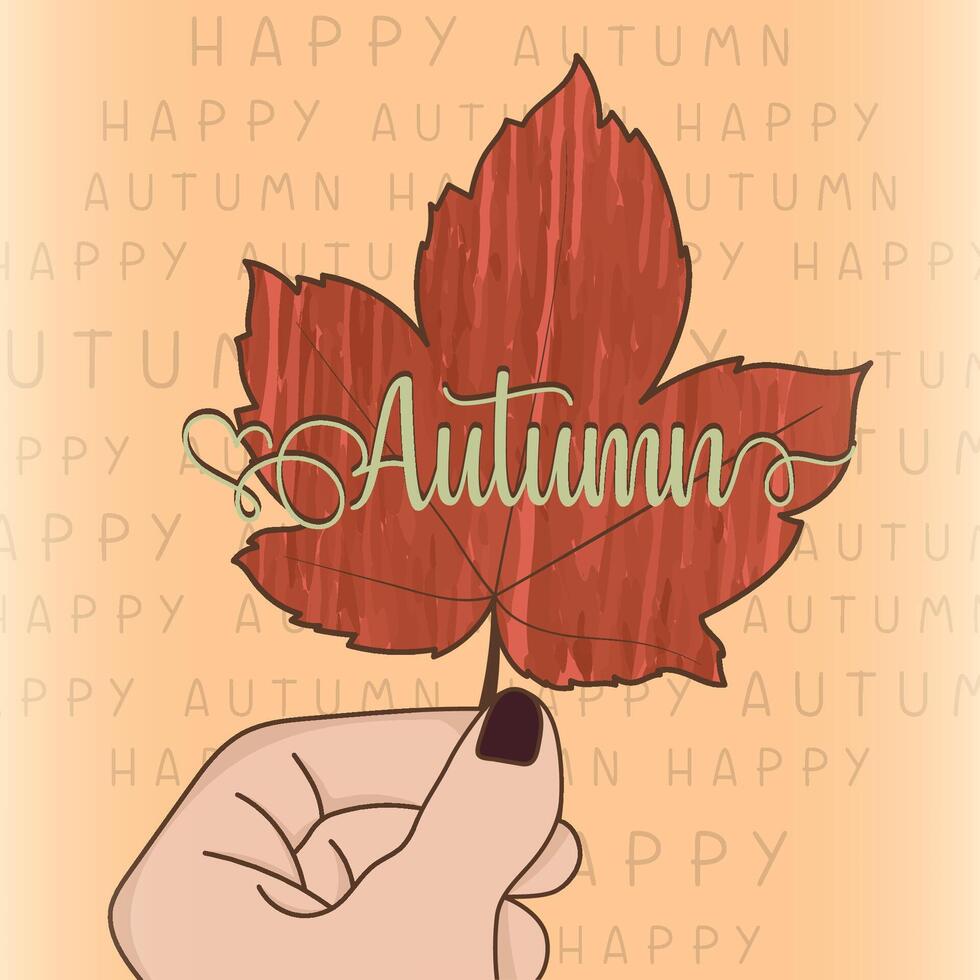 Isolated hand holding an autumn leaf Happy autumn background vector