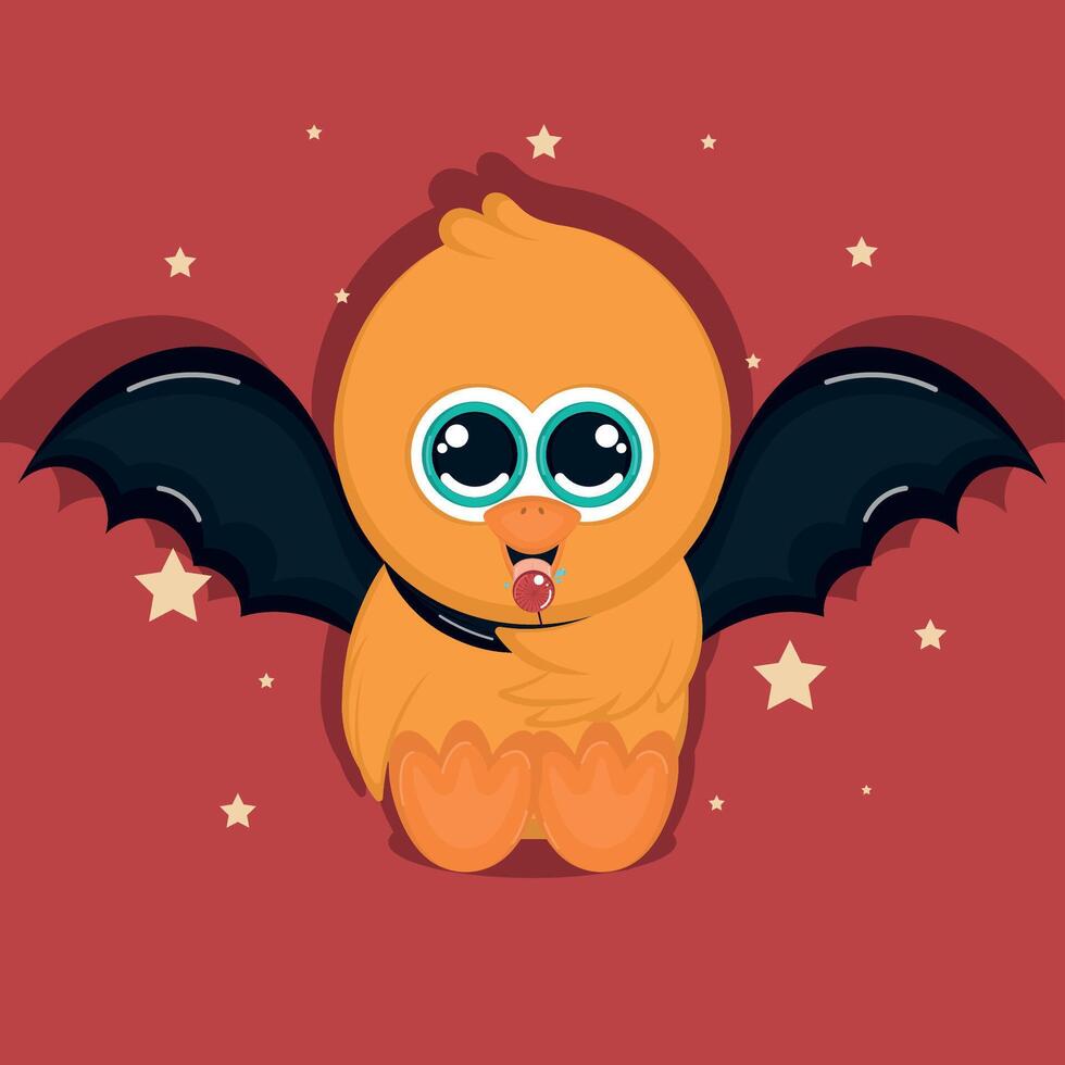 Isolated cute duck cartoon character with a bat costume vector
