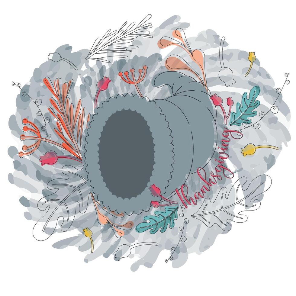 Isolated cornucopia with autumn leaves Happy thanksgiving day poster vector