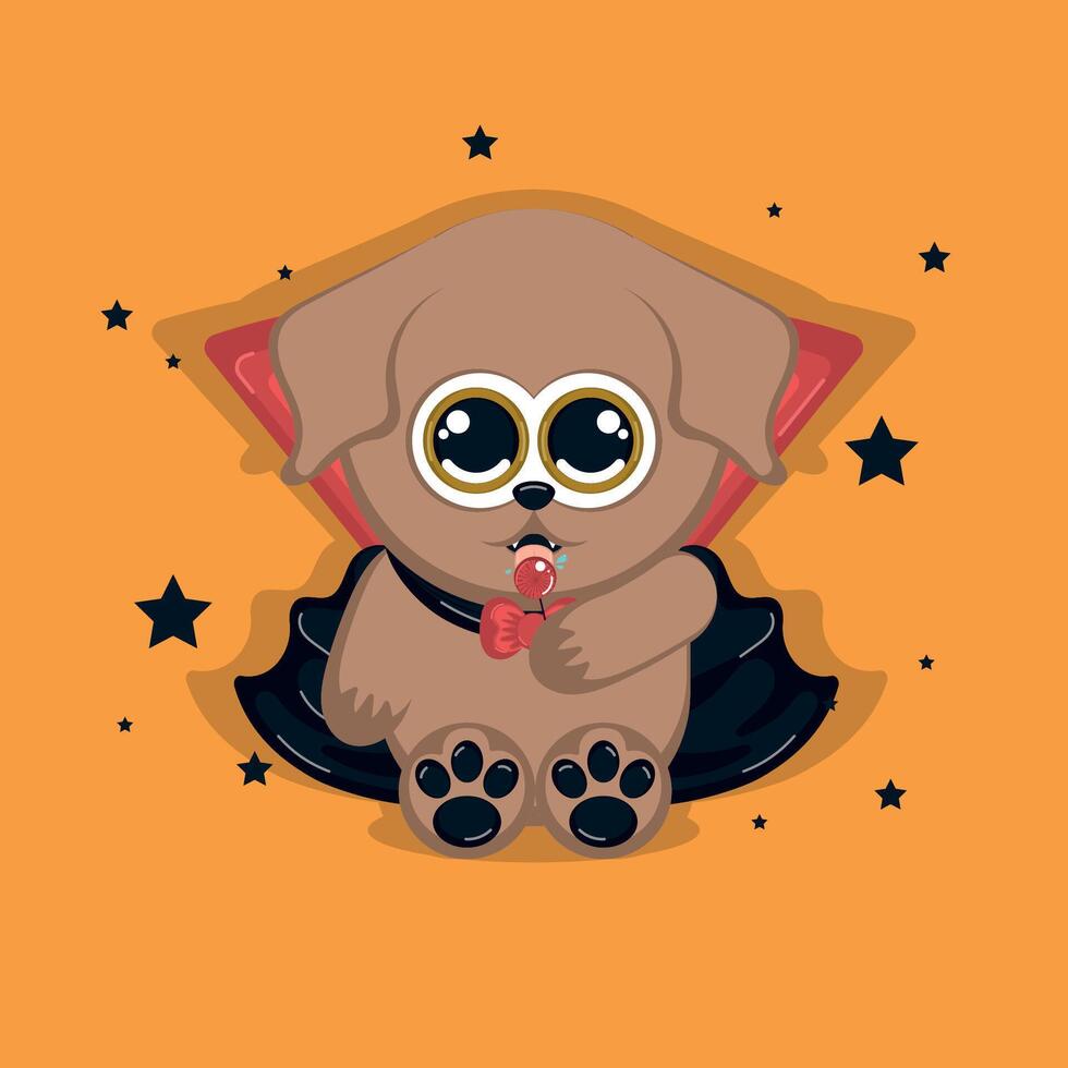 Isolated cute dog cartoon character with a vampire costume vector