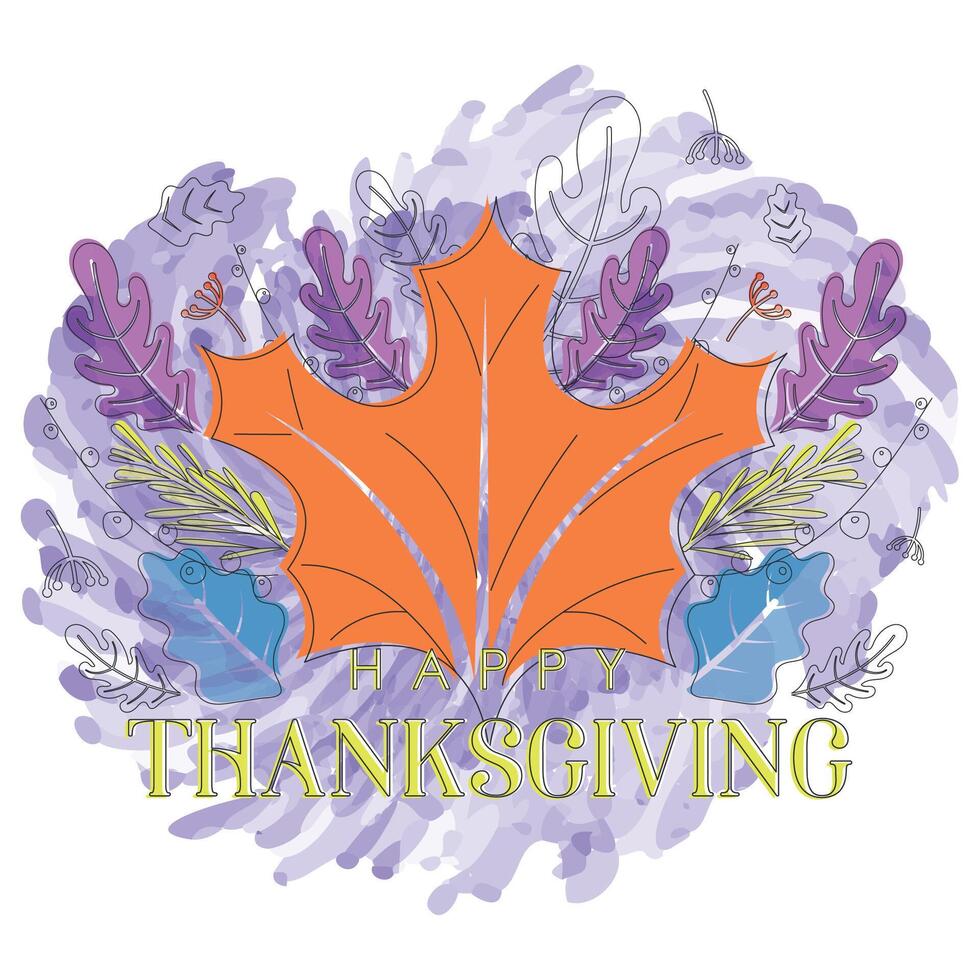Isolated autumn leaf Happy thanksgiving poster vector