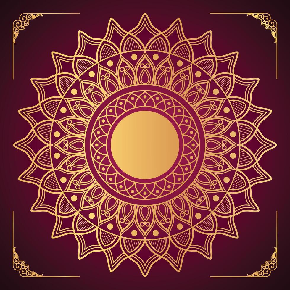 Luxurious mandala pattern background with elegant circular designs, ideal for high-end invitations and greeting cards. Features intricate, refined details vector