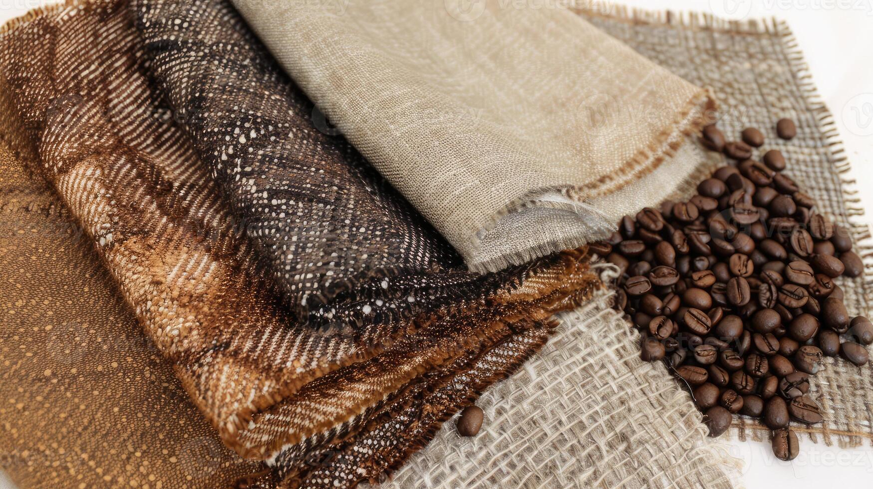 Visual guide to dyeing fabric with coffee, tutorial style, process composition, warm and natural color palette, DIY creativity and eco-friendly living mood photo