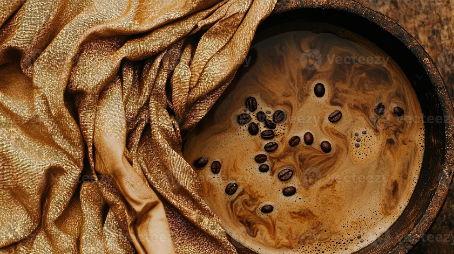 Visual guide to dyeing fabric with coffee, tutorial style, process composition, warm and natural color palette, DIY creativity and eco-friendly living mood photo