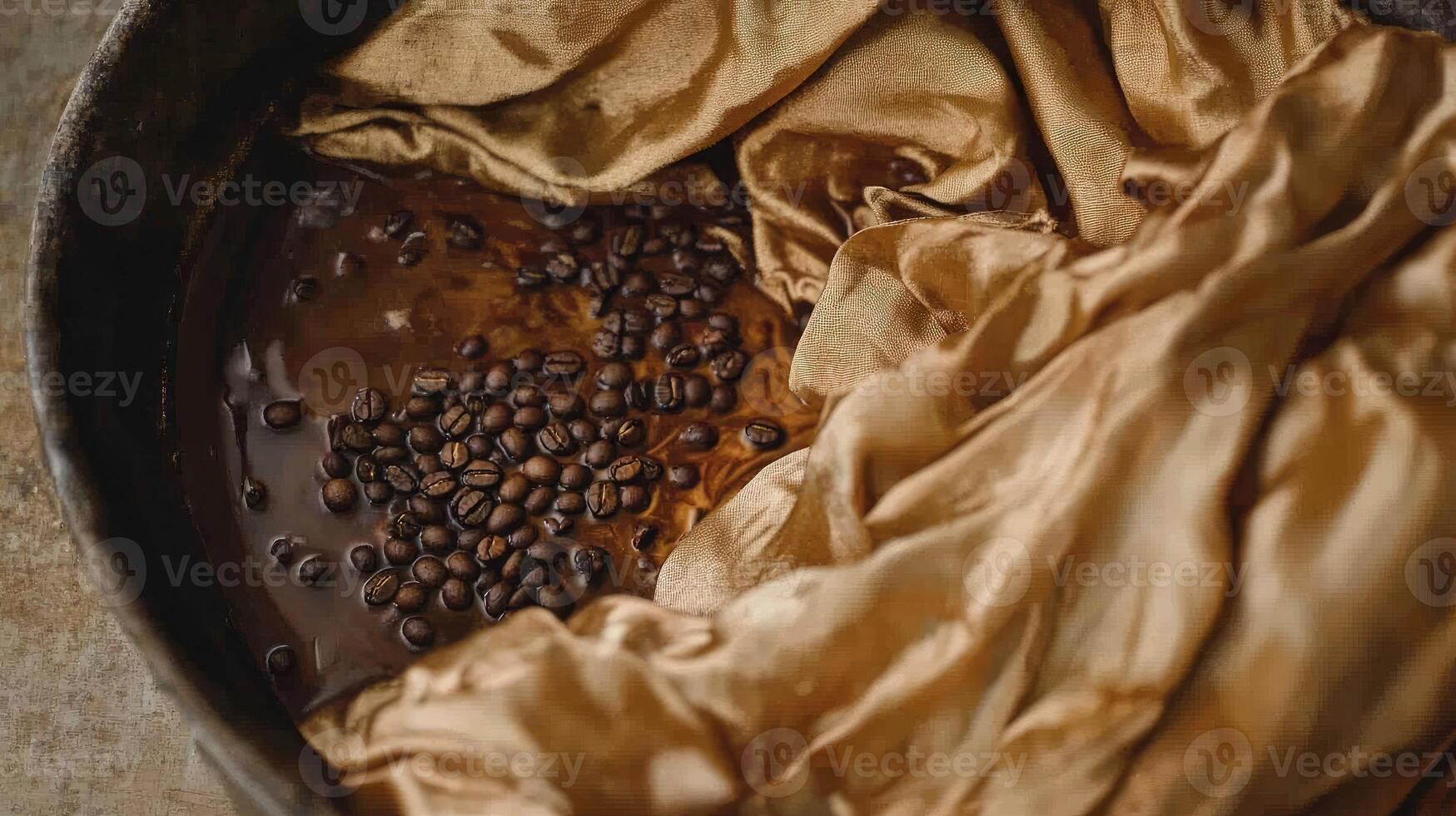 Visual guide to dyeing fabric with coffee, tutorial style, process composition, warm and natural color palette, DIY creativity and eco-friendly living mood photo