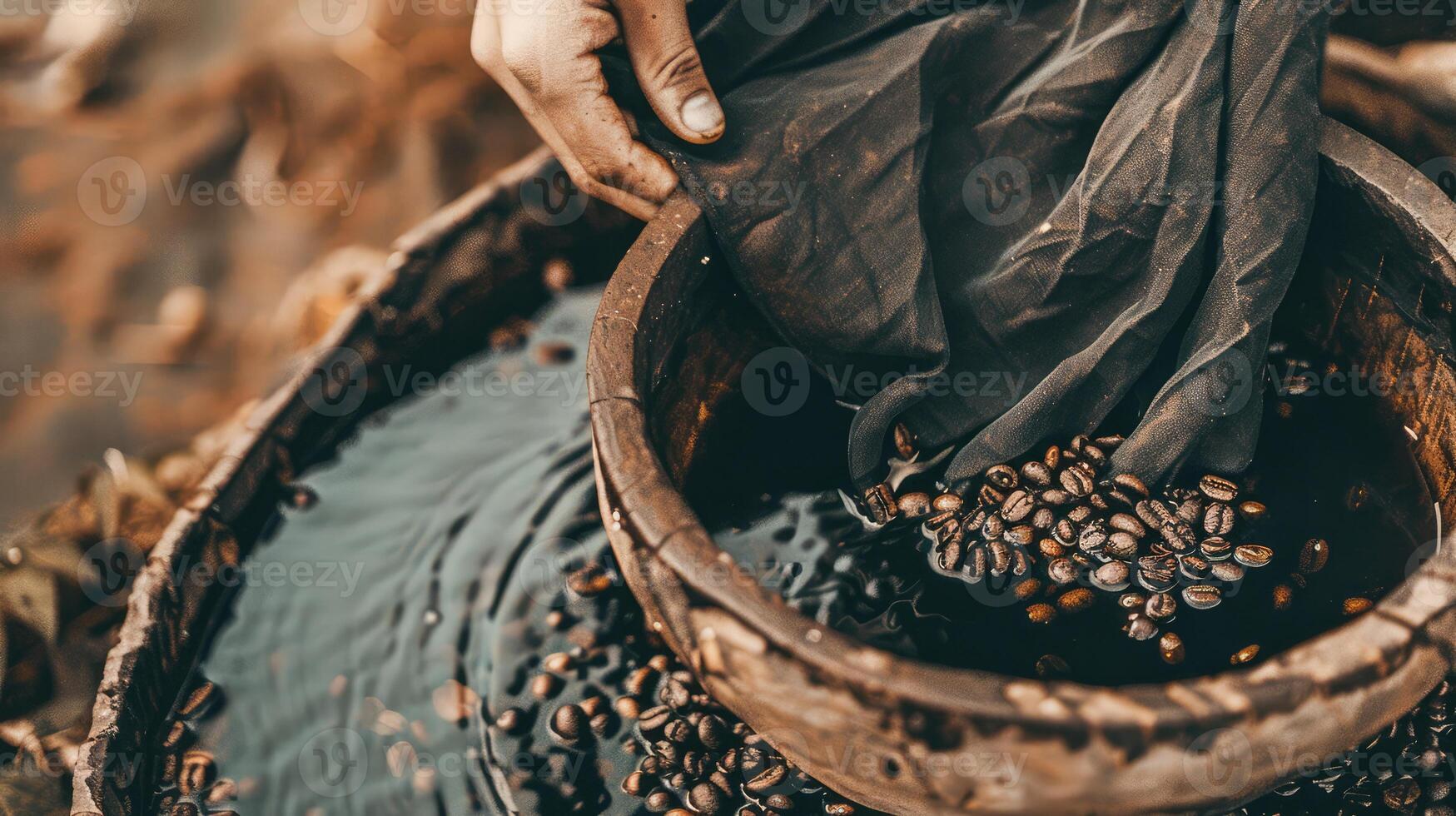 Visual guide to dyeing fabric with coffee, tutorial style, process composition, warm and natural color palette, DIY creativity and eco-friendly living mood photo