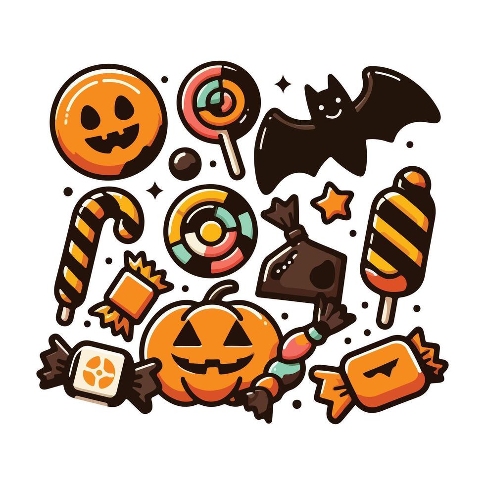 Halloween Candy Set Collection Design Silhouette vector