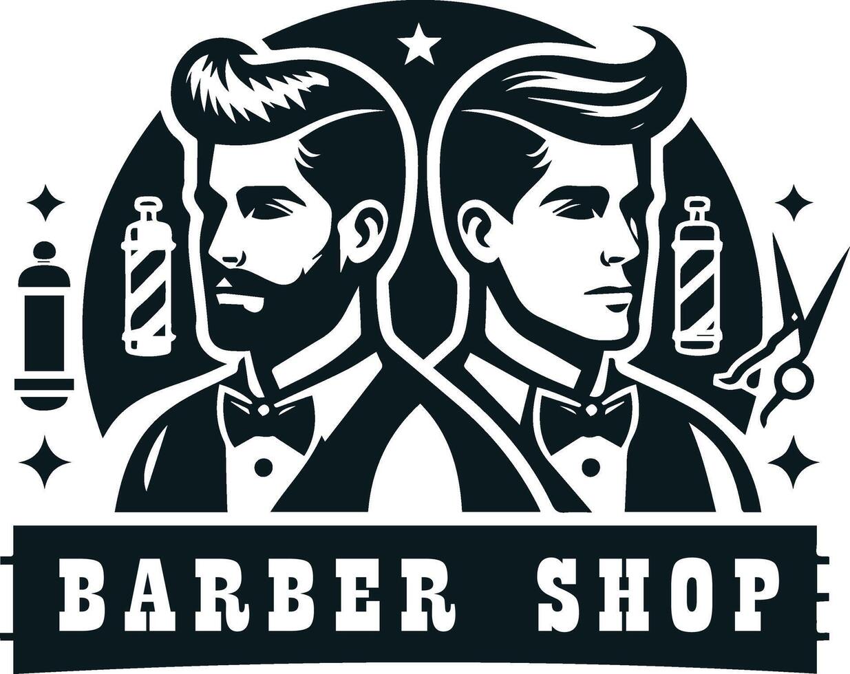 Barber Shop Logo Silhouette Illustration vector