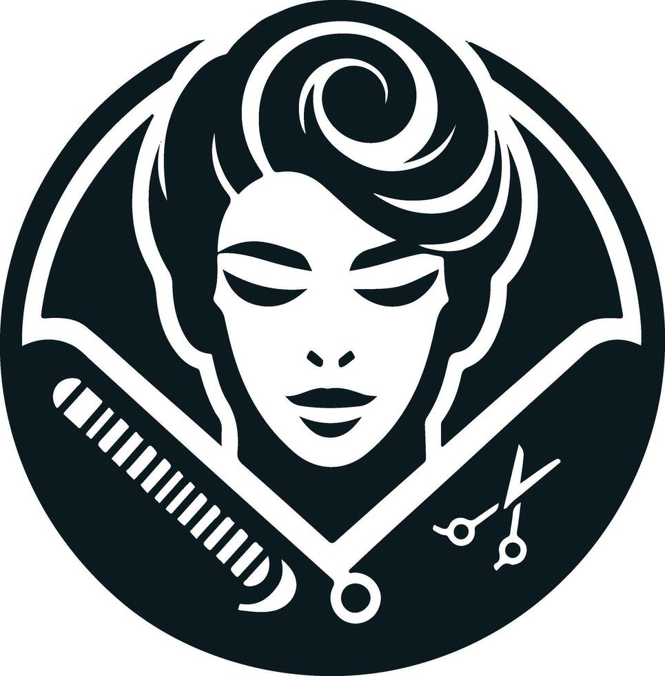 Barber Shop Logo Silhouette With Flat Background vector