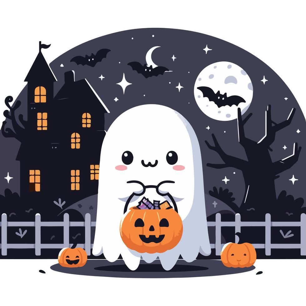 Simple Halloween Ghost Design vector