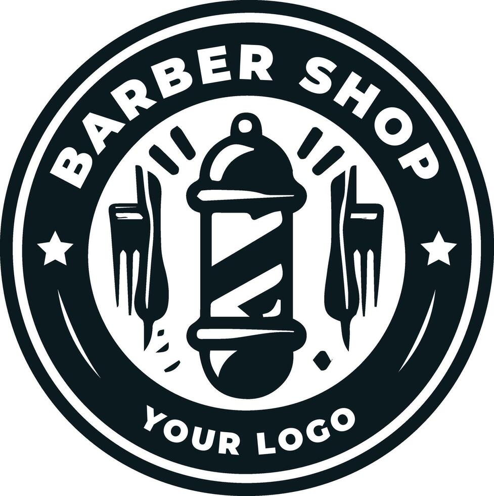 Barber Shop Logo Design With Flat Background vector