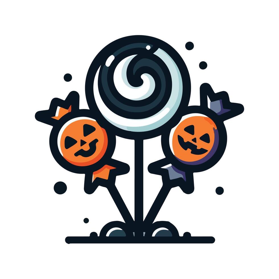 Simple Halloween Candy Draw With Flat Background vector