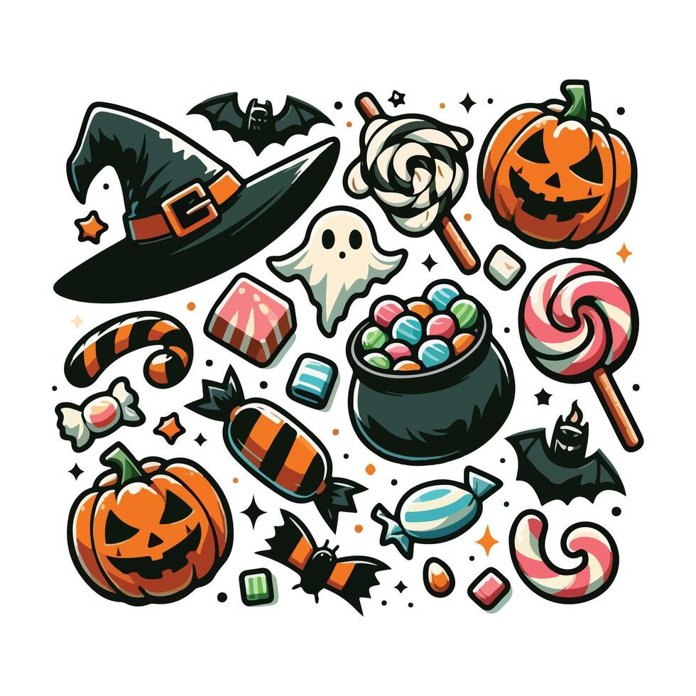 Halloween Candy Set Collection Illustration With White Background vector
