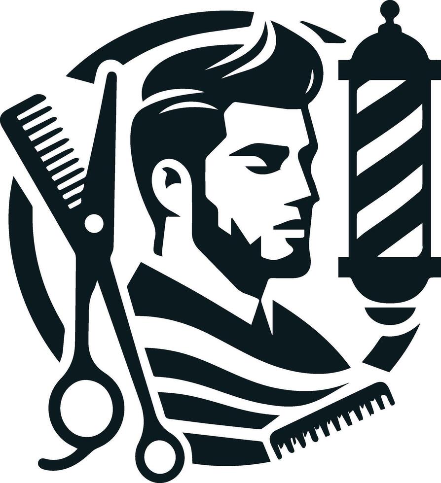 Barber Shop Logo Design With Black Concept vector