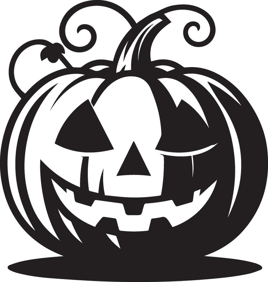 Simple Black And White Pumpkin Halloween Design Silhouette vector