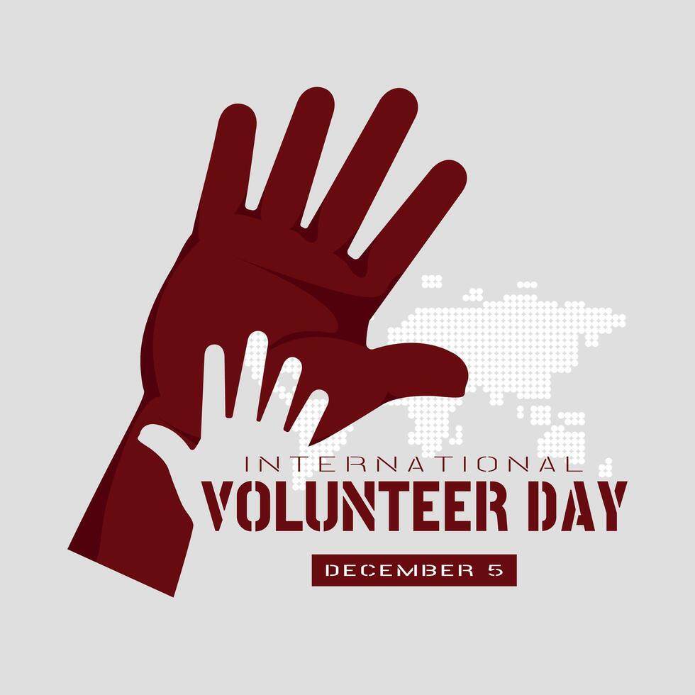 International Volunteer Day poster with helping hand concept vector