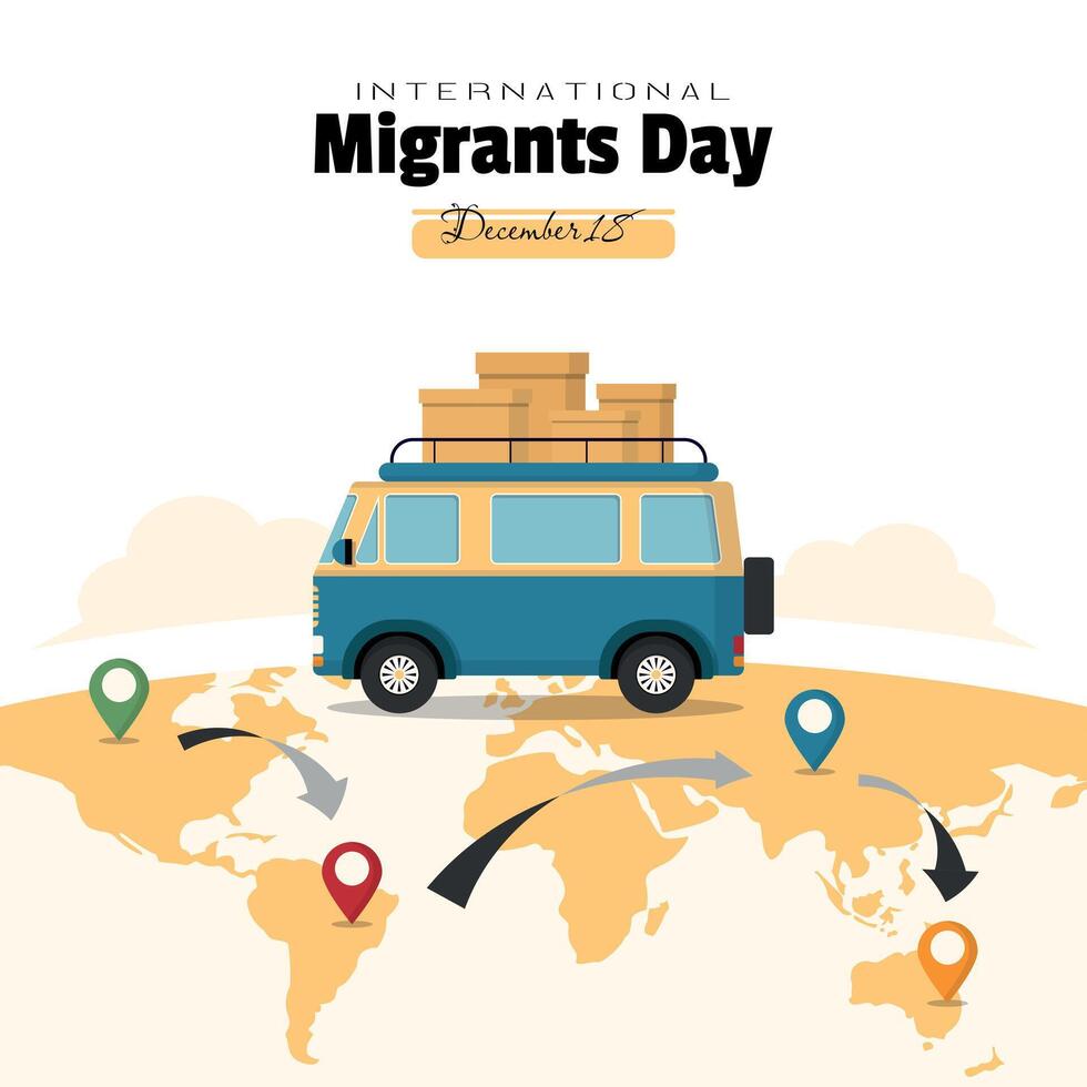 International Migrants Day poster with migration by land vector