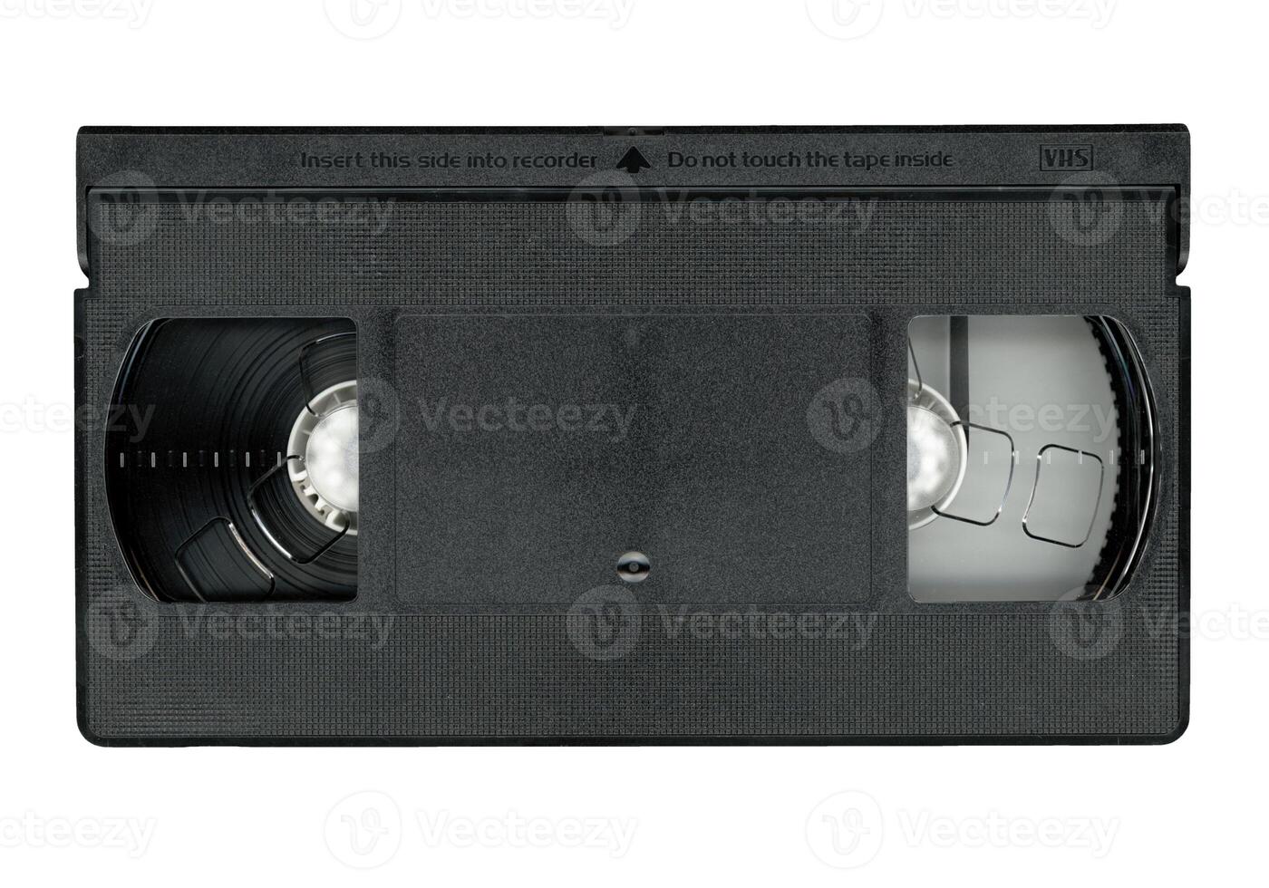 VHS tape cassette top view isolated over white photo