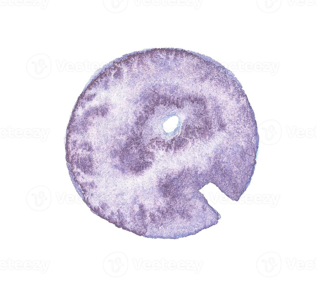 Q letter. Purple watercolor texture circular abstract with organic design and textured artistic pattern on white background. photo