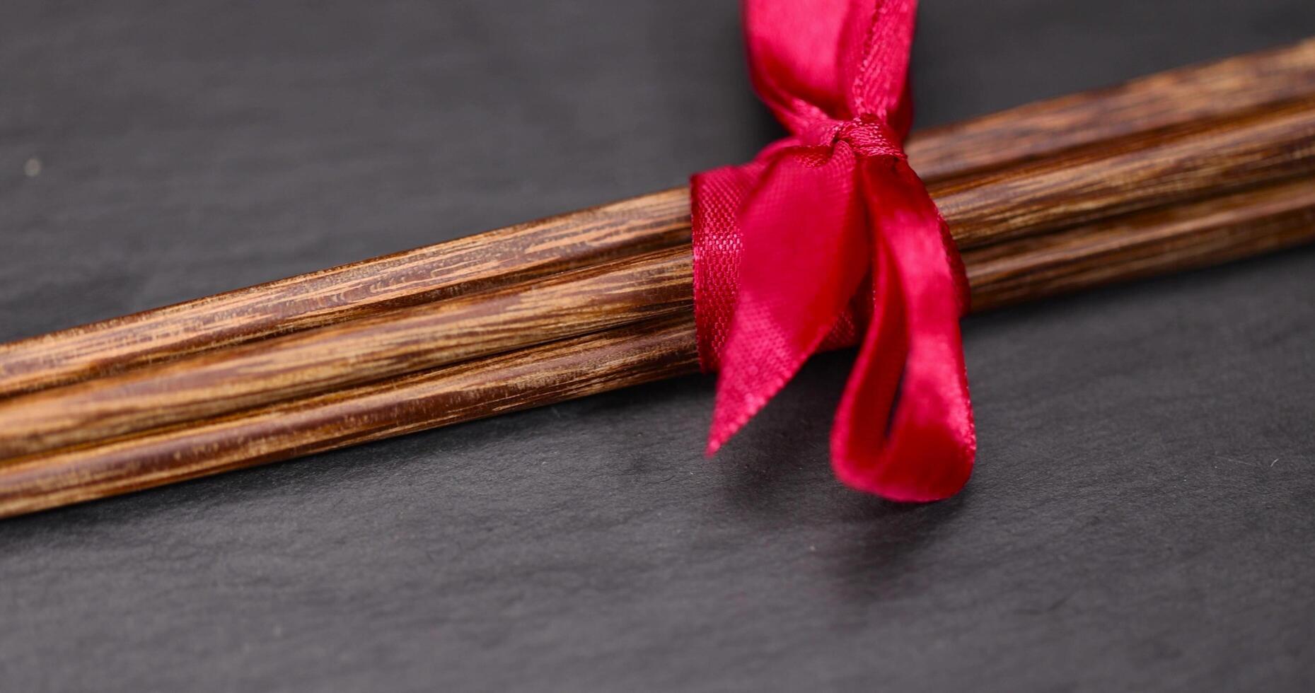 new chinese chopsticks made of processed bamboo wood photo