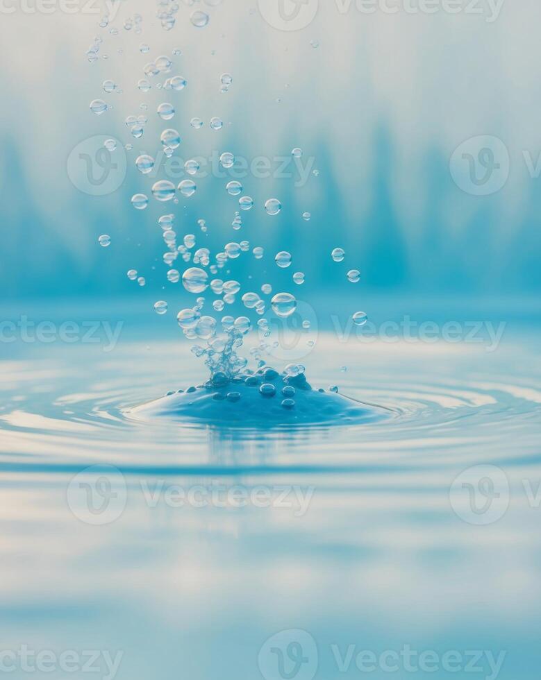 Water splash with bubbles and bubbles in the water photo
