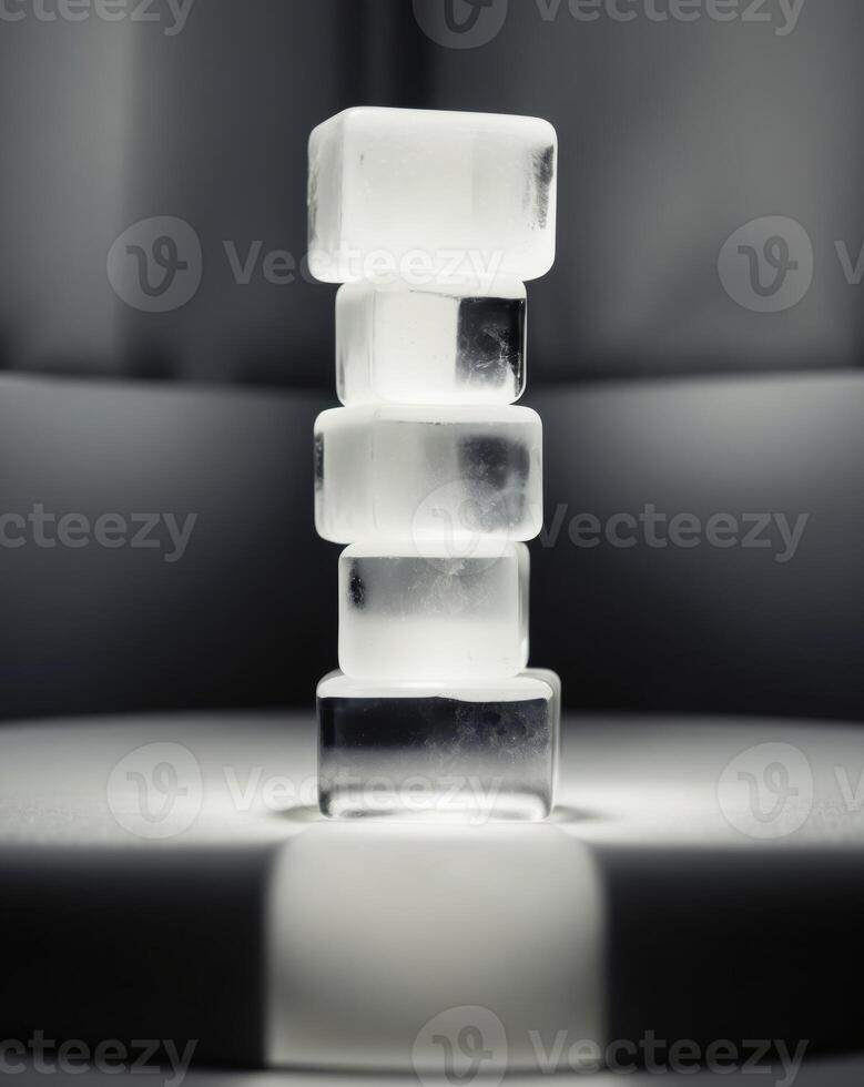 A stack of ice cubes on a table photo