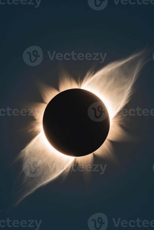 The sun is shown in the middle of a solar eclipse photo