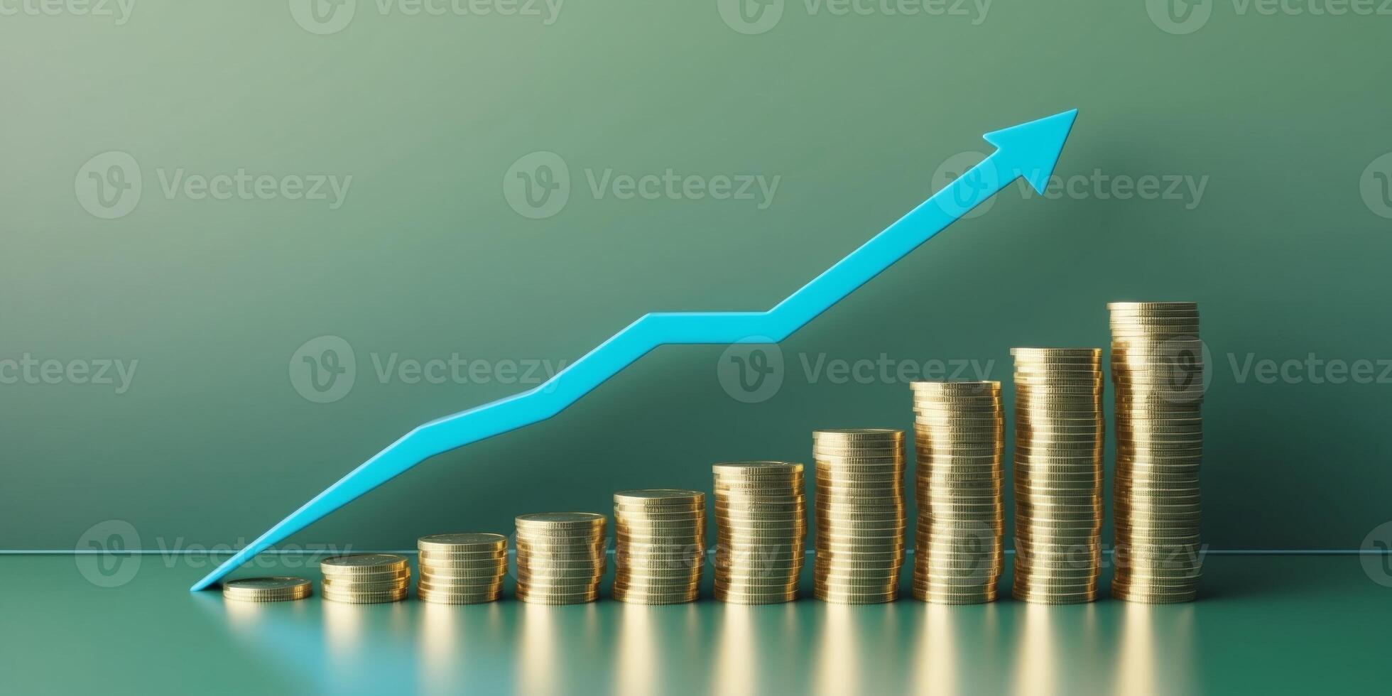 A graph going up and a stack of coins photo