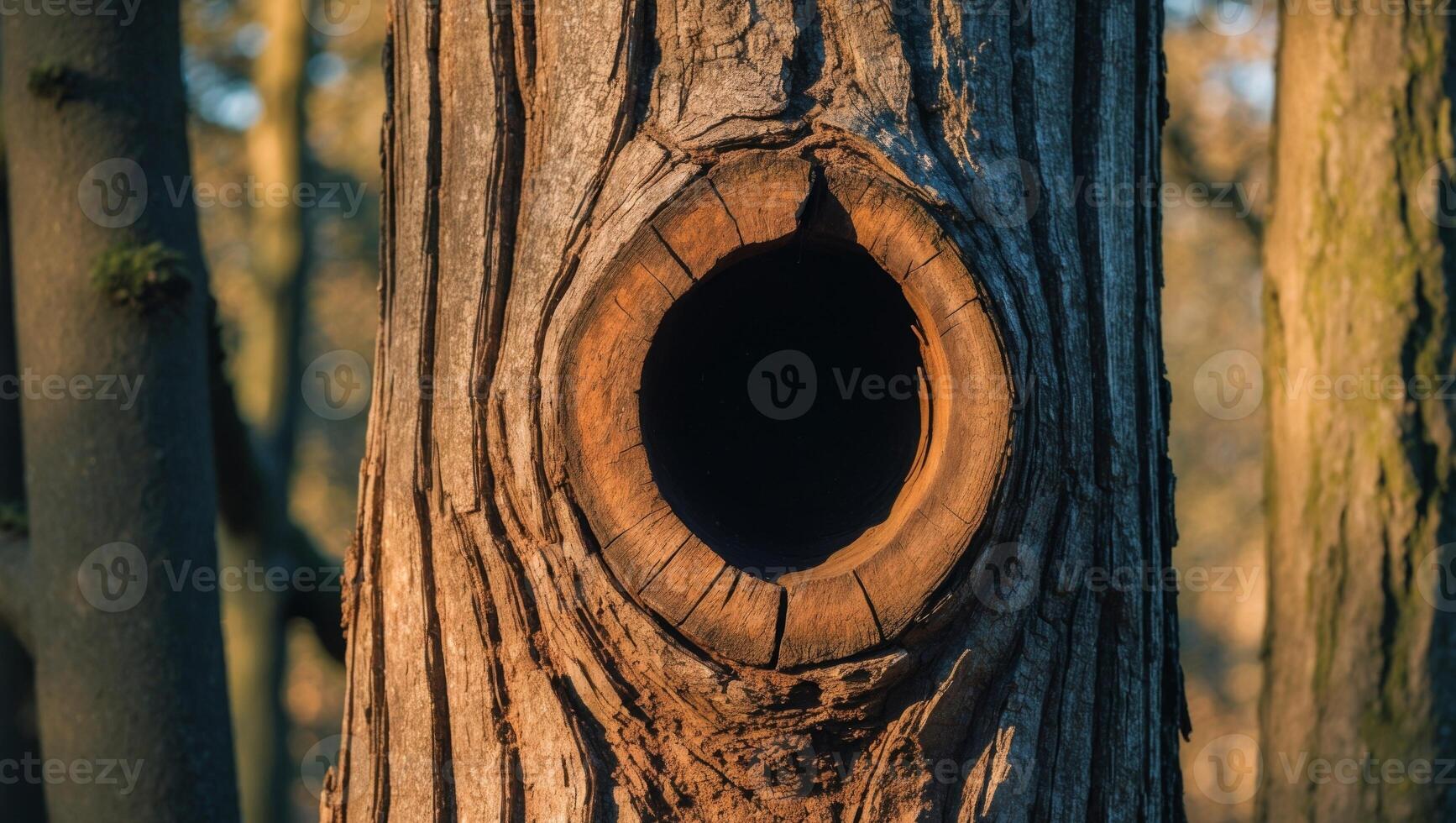 A hole in a tree trunk with a hole in it photo