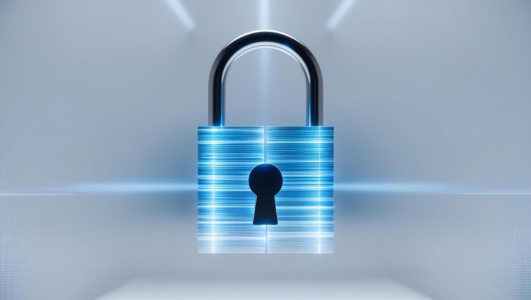 A blue padlock with a keyhole in the middle photo