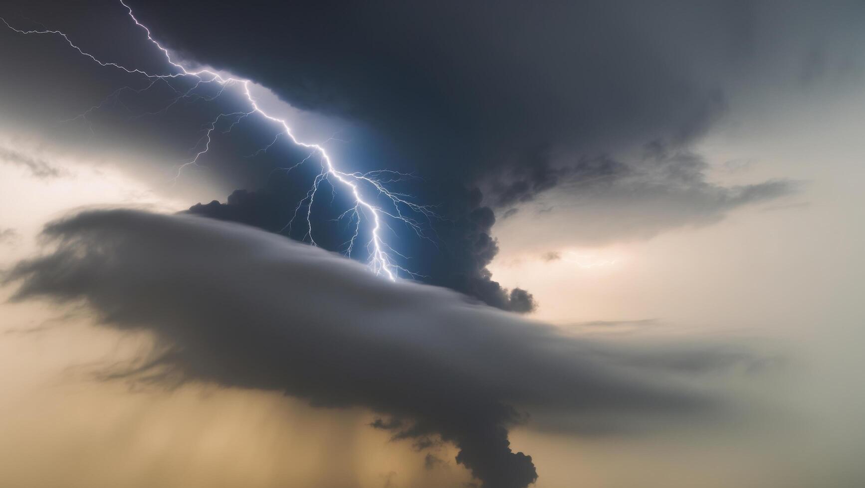 A large cloud with lightning coming out of it photo