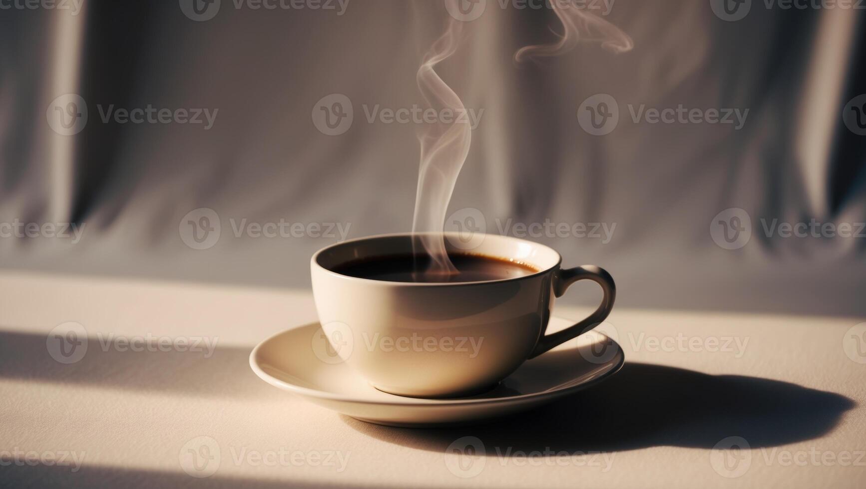 A cup of coffee with steam coming out of it photo