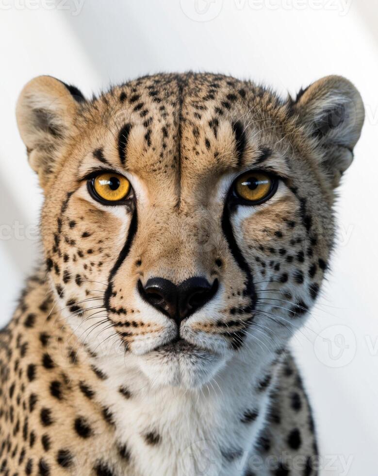 A tight shot of a cheetah's expressive face An unclear depiction of a cheetah's visage. photo