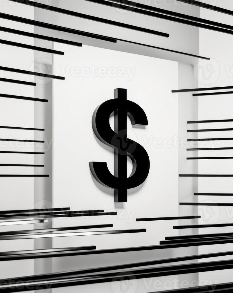 A black and white photo of a dollar sign
