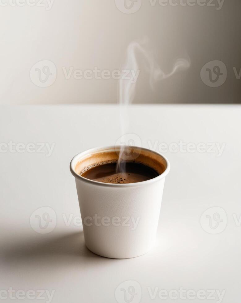 A cup of coffee with steam coming out of it photo