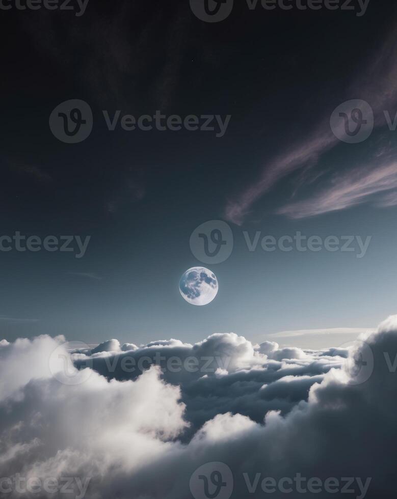 A view of the moon over the clouds photo