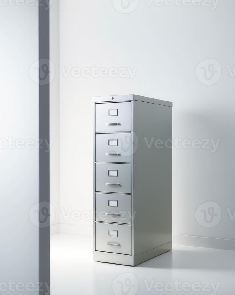 A file cabinet in an empty room photo