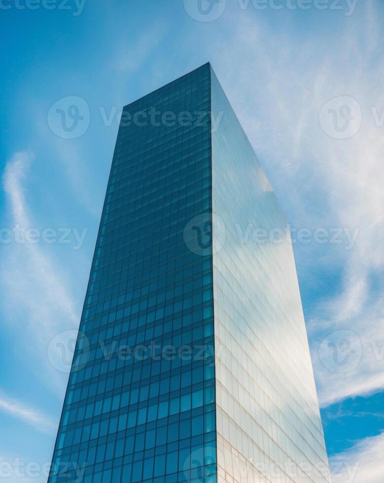 A tall building with a blue sky in the background photo