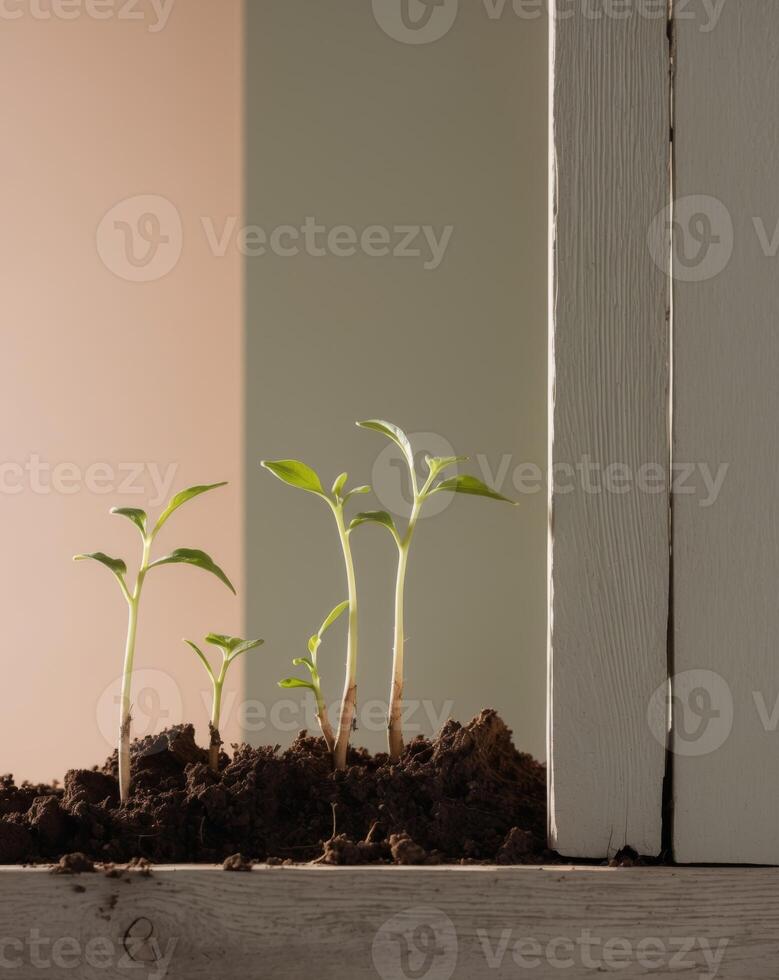 A small plant growing out of the dirt photo