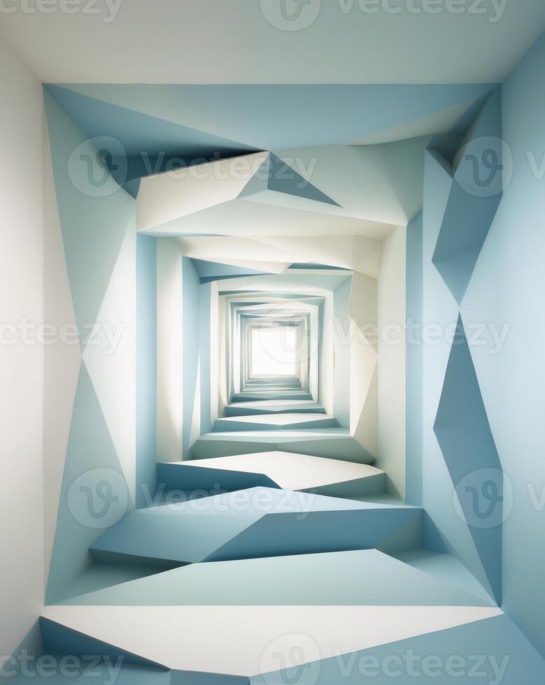 Abstract blue tunnel with light and shadows photo