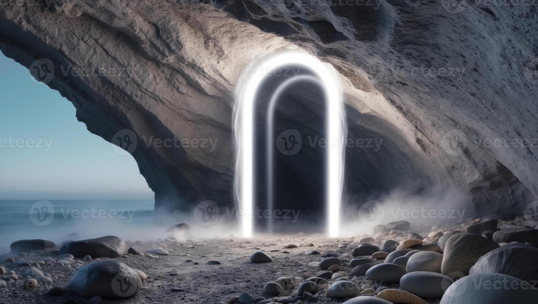 A tunnel with light coming out of it photo