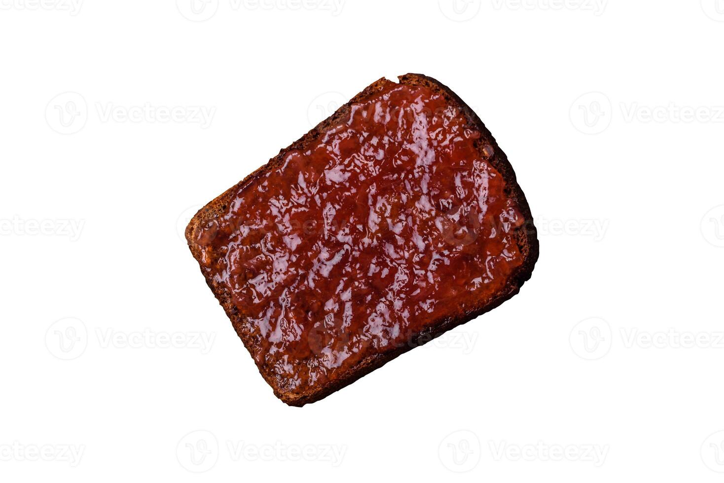 Sandwiches with toast bread, peanut butter and raspberry or strawberry jam photo