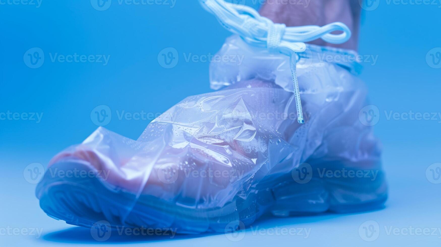 An ice pack wrapped around a sprained ankle providing instant relief and reducing inflammation photo
