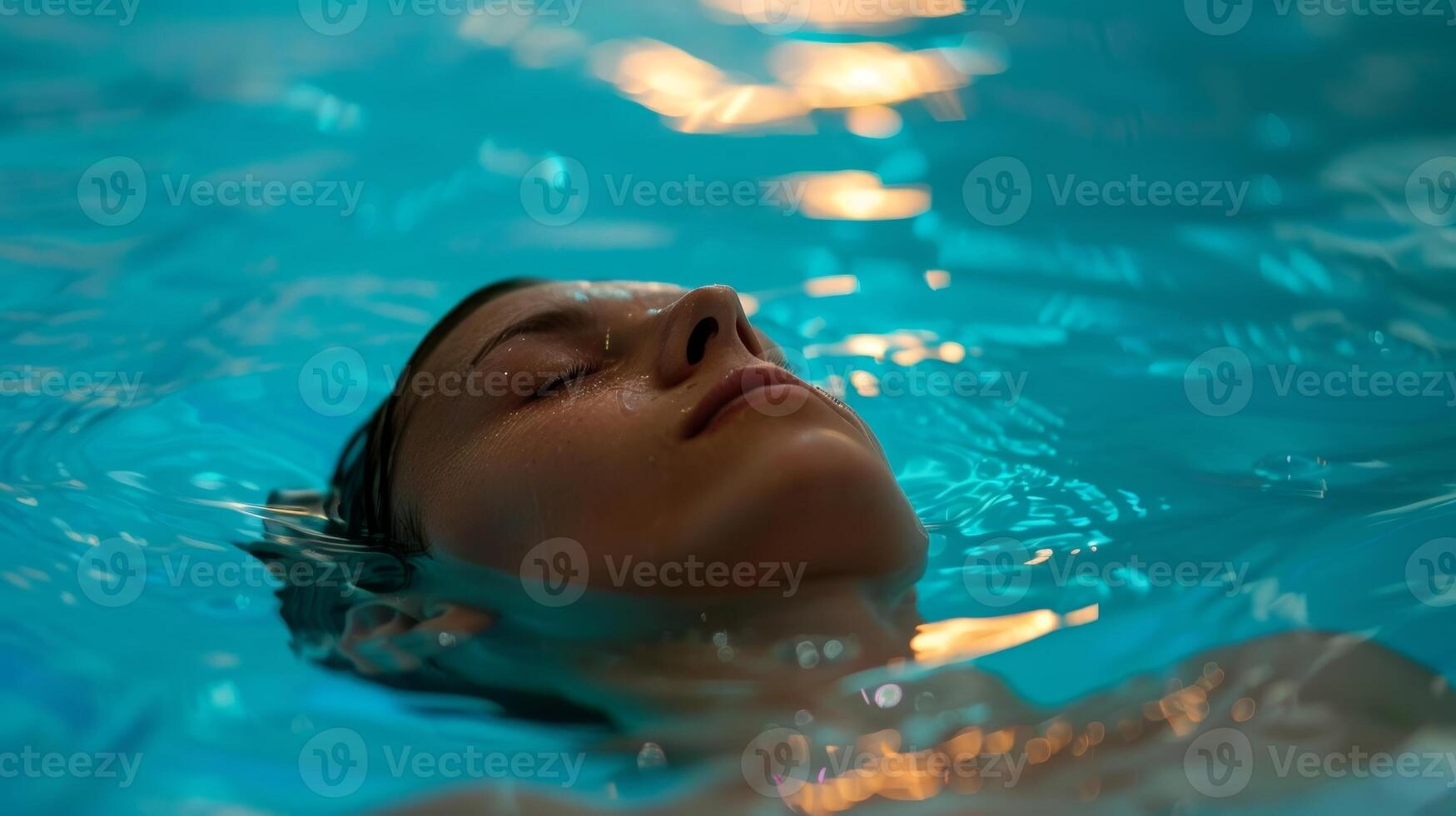 A person performing deep breathing exercises while submerged in a pool of cold water harnessing the power of cold therapy to rev up their metabolism photo