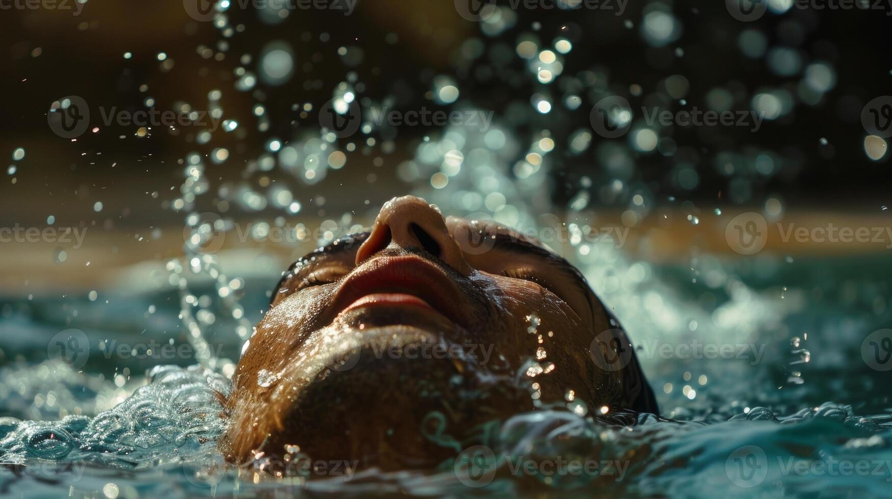 Deep breaths and a sense of calm as the cold water washes over the body photo