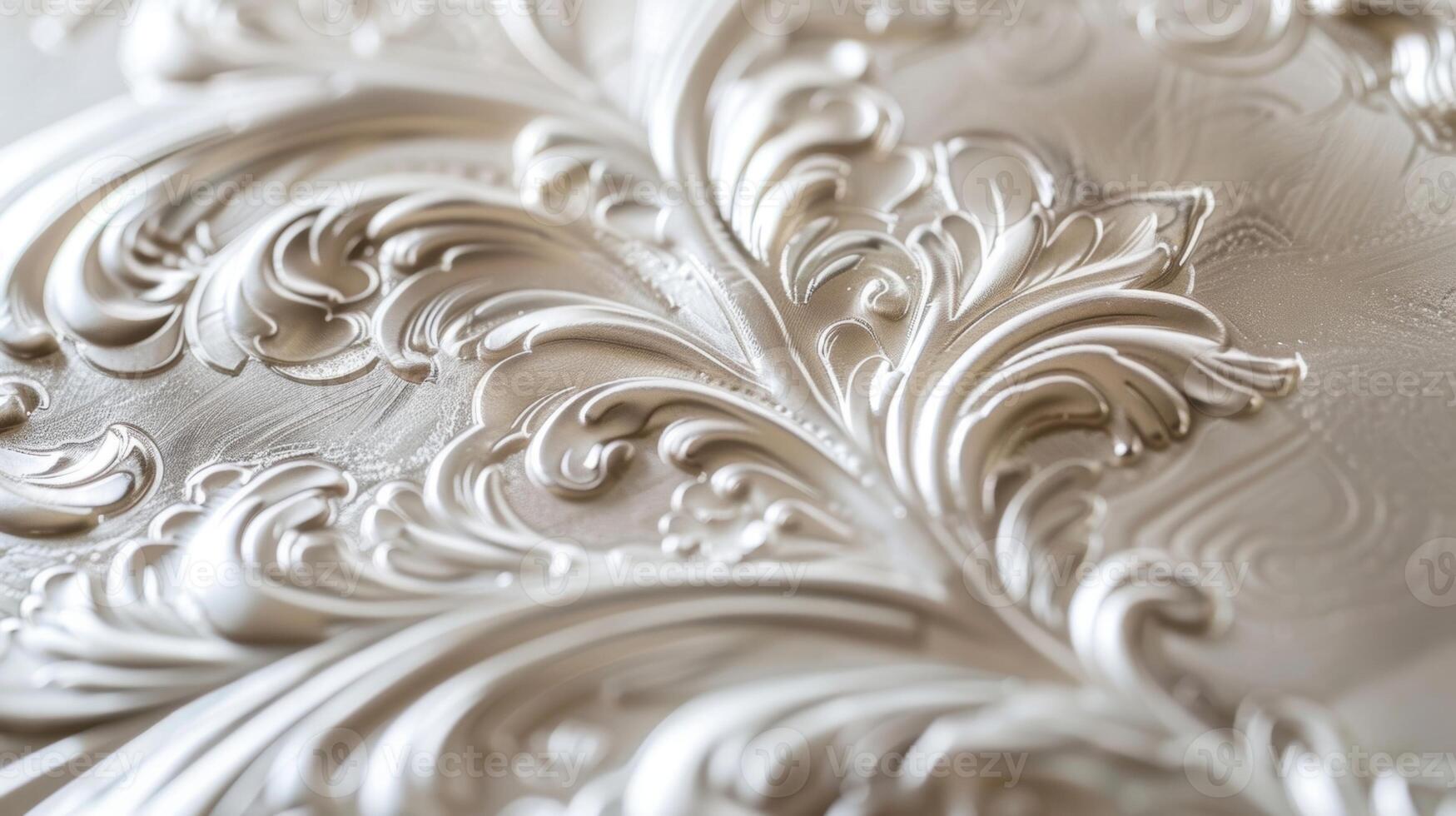 An image of a set of embossed stationery featuring a unique and ornate design in a metallic silver tone. The design is raised and adds a shiny eyecatching element to the otherwise neutra photo